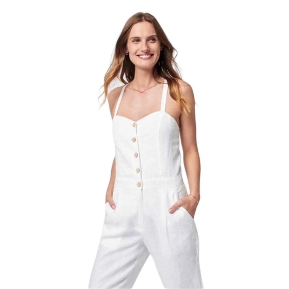 Faherty White Linen Overalls - Picture 4 of 5